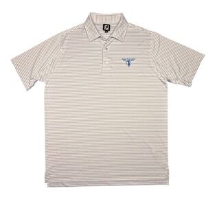 FootJoy‎ Mens XL Polo Robert Trent Jones Golf Trail White Blue Stripes